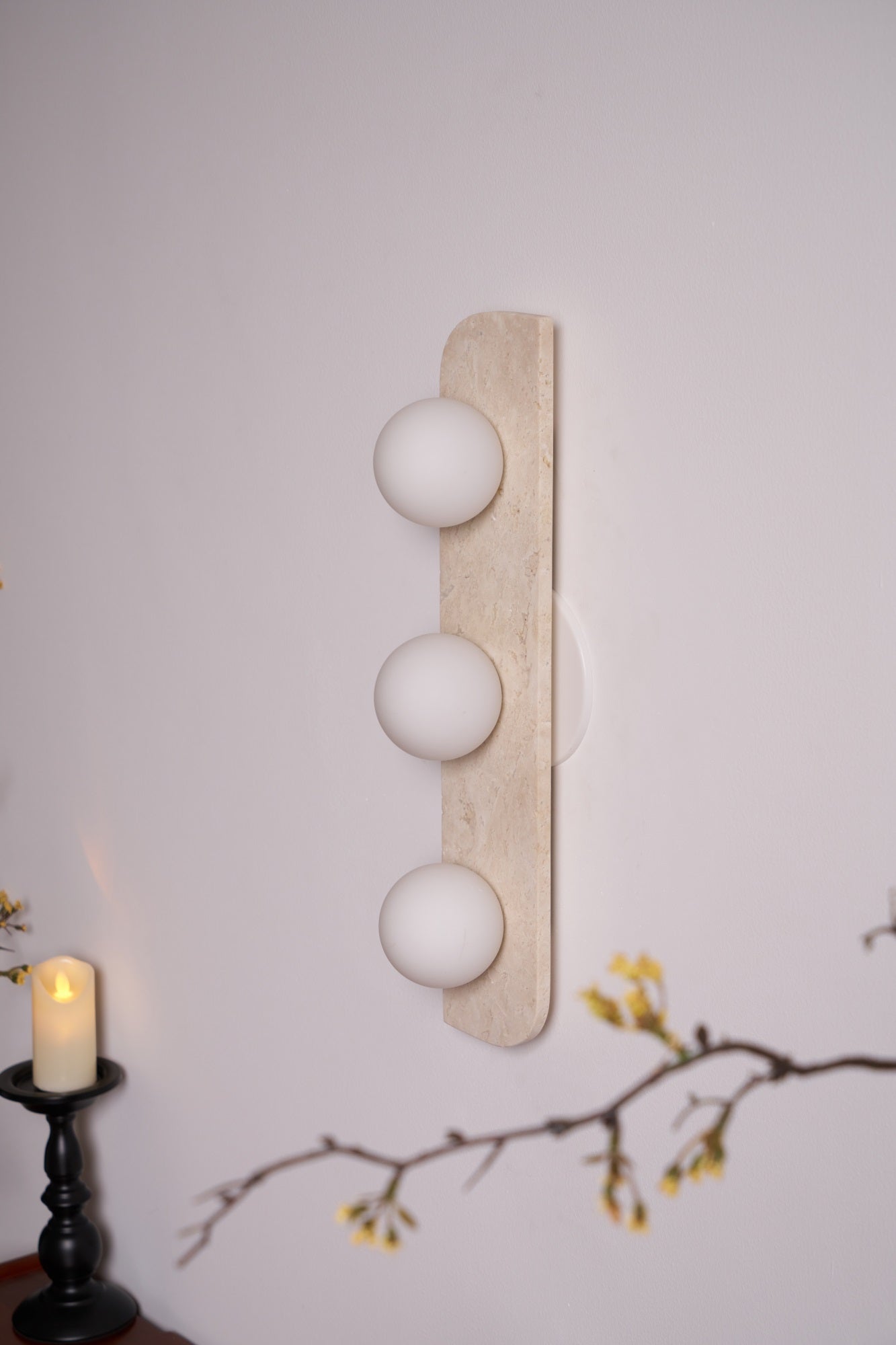 Alsilis Wall Light Minimalist in Travertine - Kingsley Beaumont