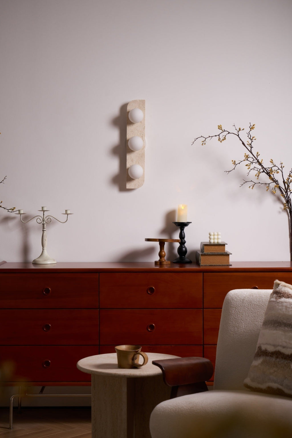 Alsilis Wall Light Minimalist in Travertine - Kingsley Beaumont