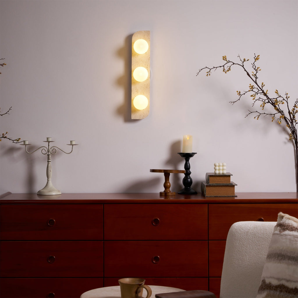 Alsilis Wall Light Minimalist in Travertine - Kingsley Beaumont