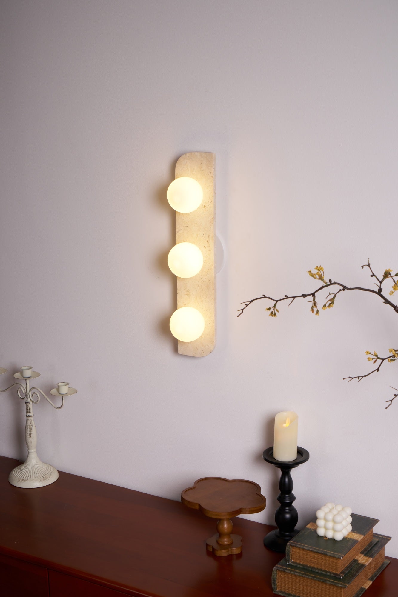 Alsilis Wall Light Minimalist in Travertine - Kingsley Beaumont