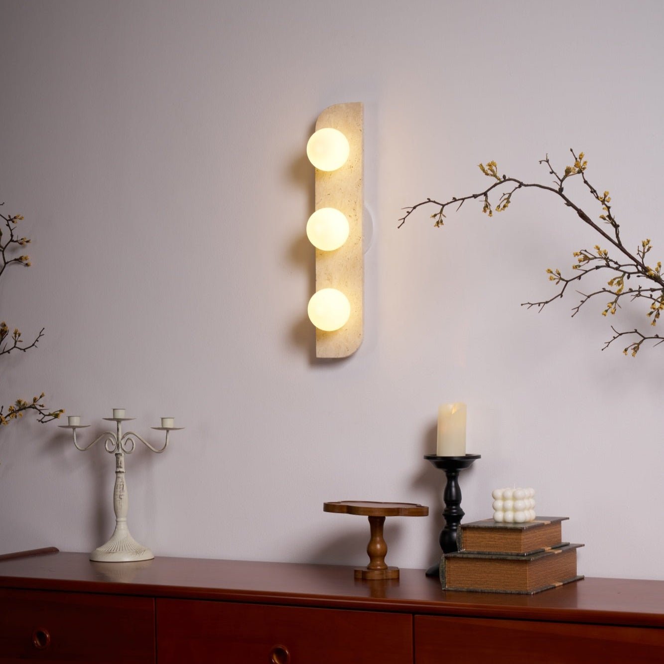 Alsilis Wall Light Minimalist in Travertine - Kingsley Beaumont