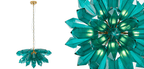 Aurora Chandelier Emerald Crystal Starburst Gold