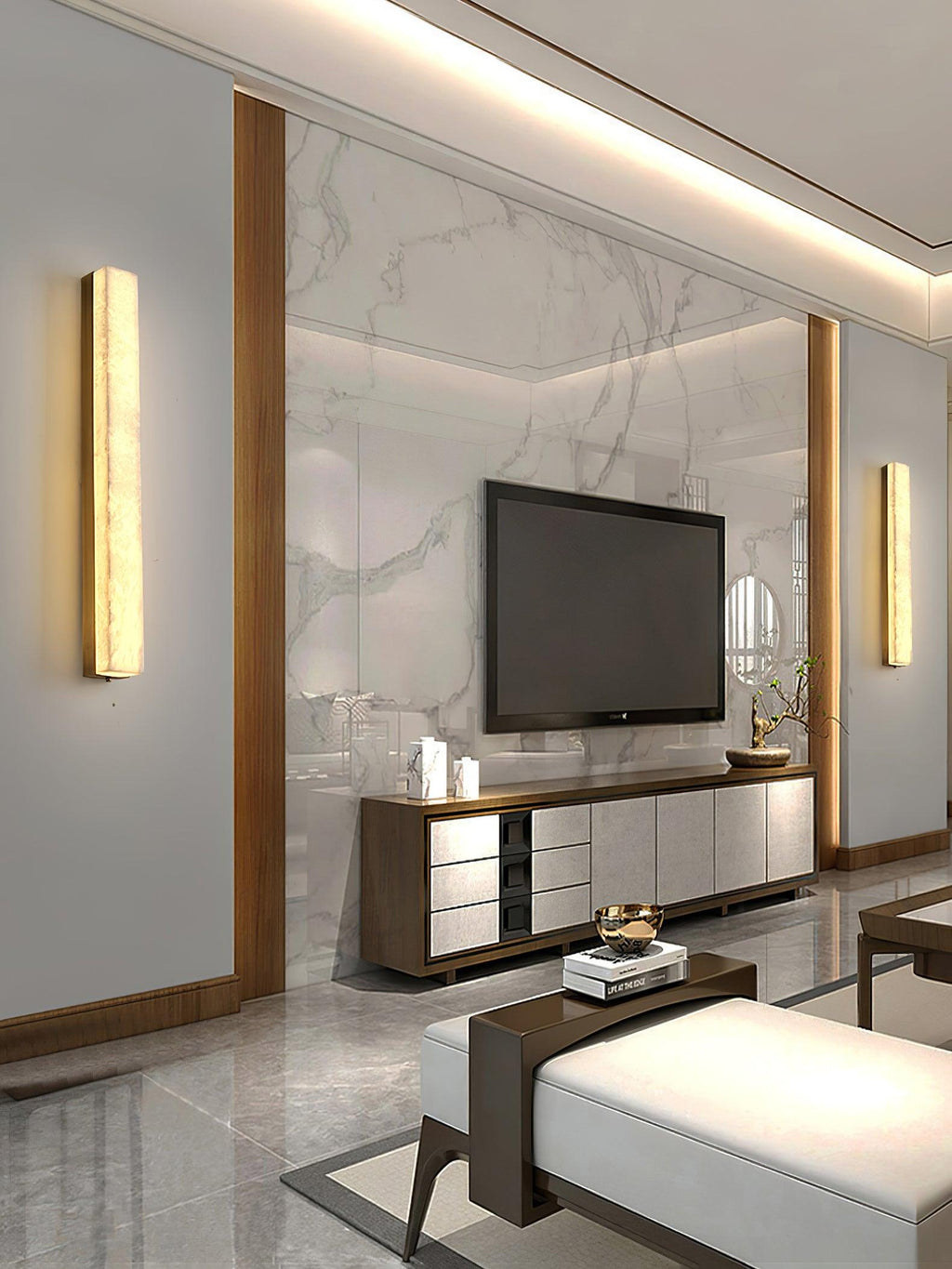 Luste Minimalist  Alabaster  Wall Lamp Rectangular