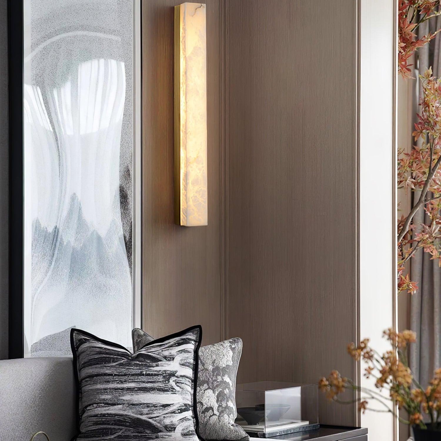 Kristy Linear Brass  Alabaster Wall Lamp