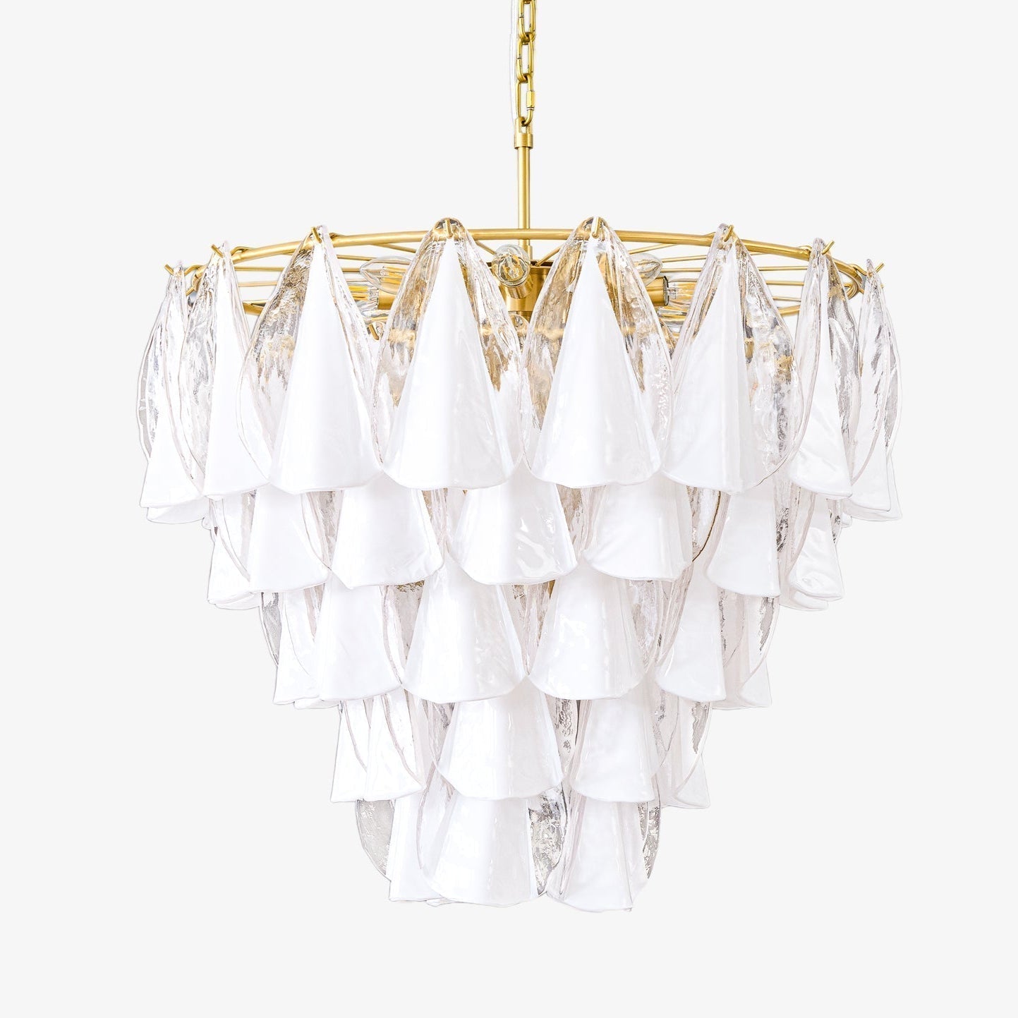 Aurora Chandelier White Leaf Glass Layered Modern