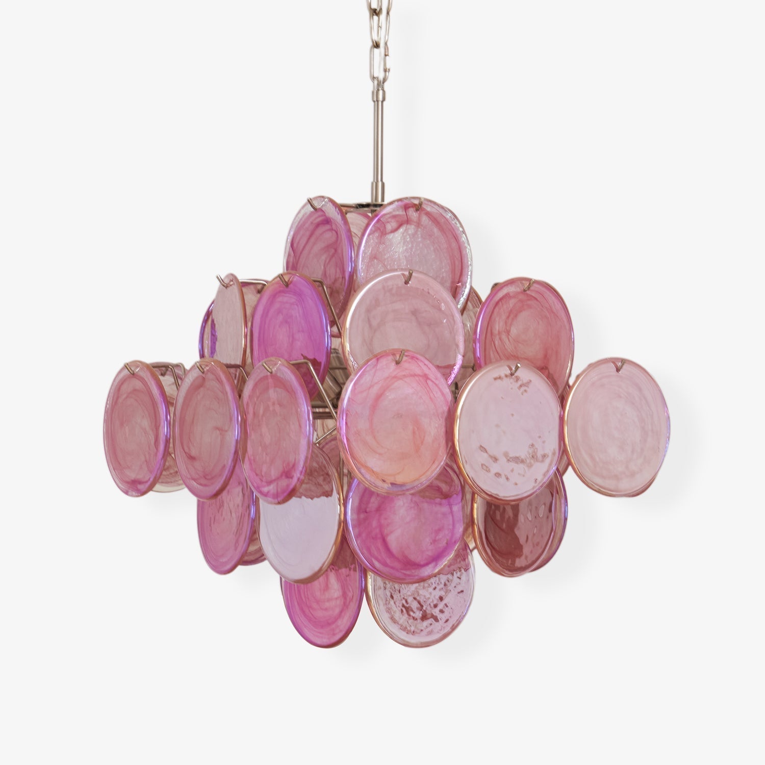 Aurora Chandelier Pink Glass Disc Layered Romantic