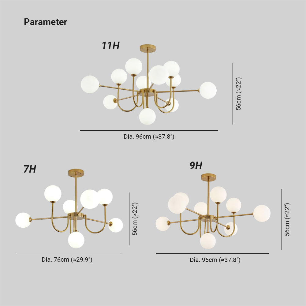 Valentina Modern LED Chandelier Gold Glass Living/Dining Room/Bedroom
