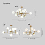 Valentina Modern LED Chandelier Gold Glass Living/Dining Room/Bedroom