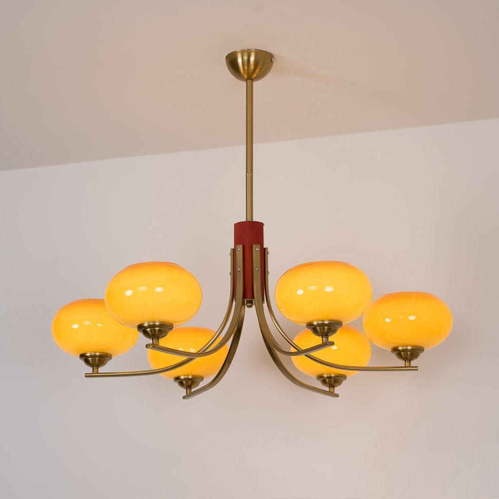 Auralyn 6-Light Amber Glass Globe Chandelier