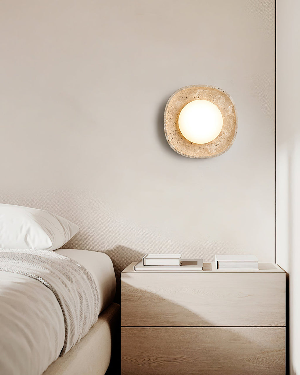 Ritta Wall Lamp Travertine Globe
