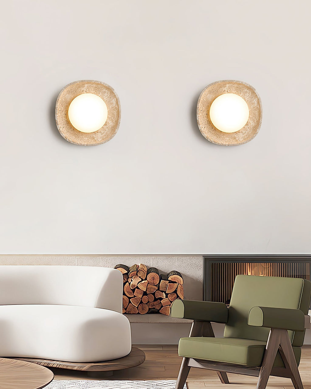 Ritta Wall Lamp Travertine Globe