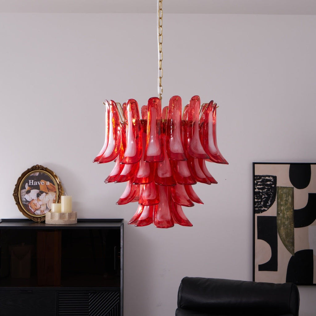 Aurora Chandelier Red Petal Glass Layered Artistic