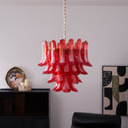Aurora Chandelier Red Petal Glass Layered Artistic
