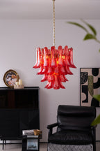 Aurora Chandelier Red Petal Glass Layered Artistic