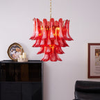 Aurora Chandelier Red Petal Glass Layered Artistic
