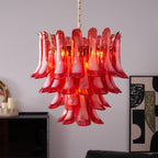 Aurora Chandelier Red Petal Glass Layered Artistic