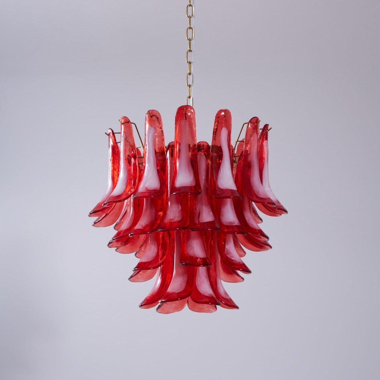 Aurora Chandelier Red Petal Glass Layered Artistic