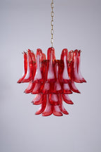 Aurora Chandelier Red Petal Glass Layered Artistic
