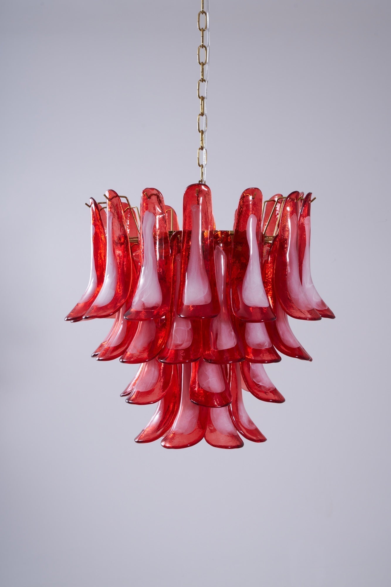Aurora Chandelier Red Petal Glass Layered Artistic