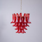 Aurora Chandelier Red Petal Glass Layered Artistic