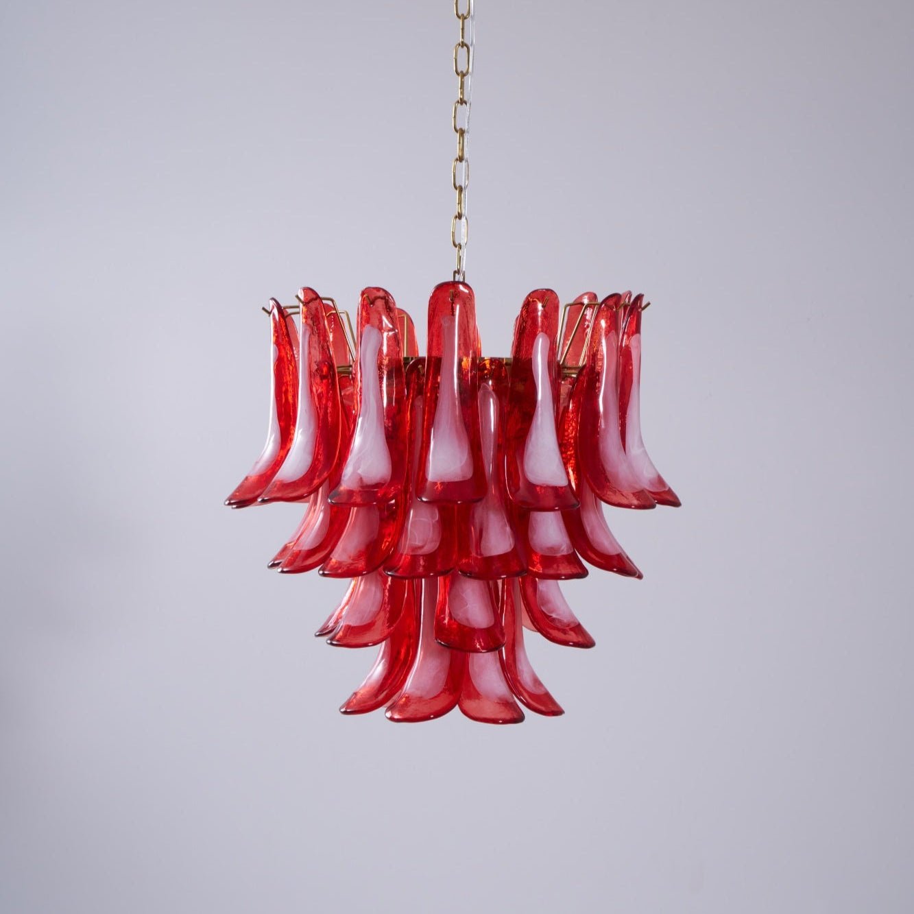 Aurora Chandelier Red Petal Glass Layered Artistic