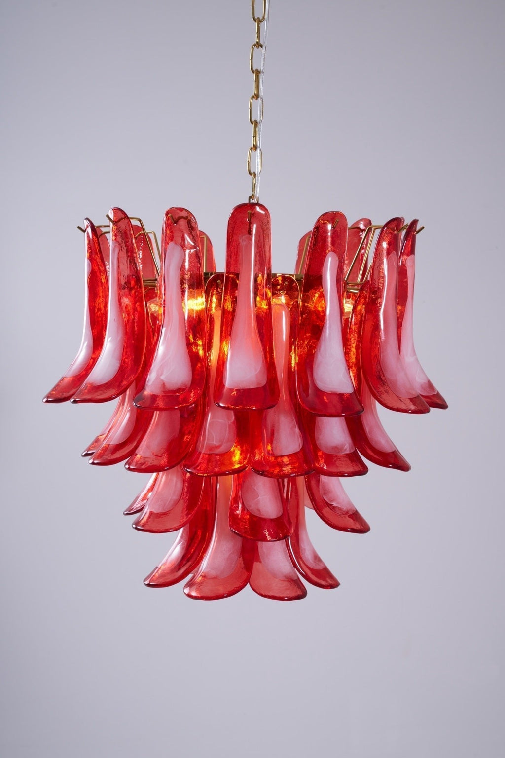 Aurora Chandelier Red Petal Glass Layered Artistic