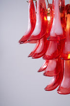 Aurora Chandelier Red Petal Glass Layered Artistic