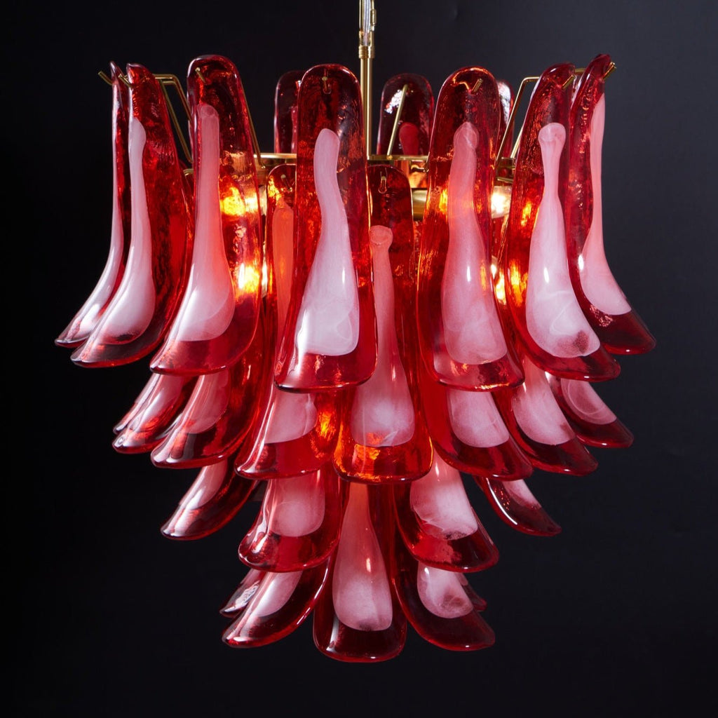 Aurora Chandelier Red Petal Glass Layered Artistic