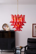 Aurora Chandelier Red Petal Glass Layered Artistic