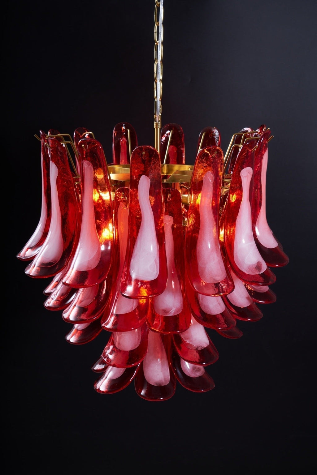 Aurora Chandelier Red Petal Glass Layered Artistic
