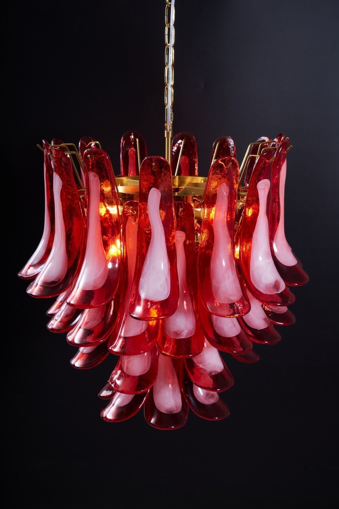 Aurora Chandelier Red Petal Glass Layered Artistic