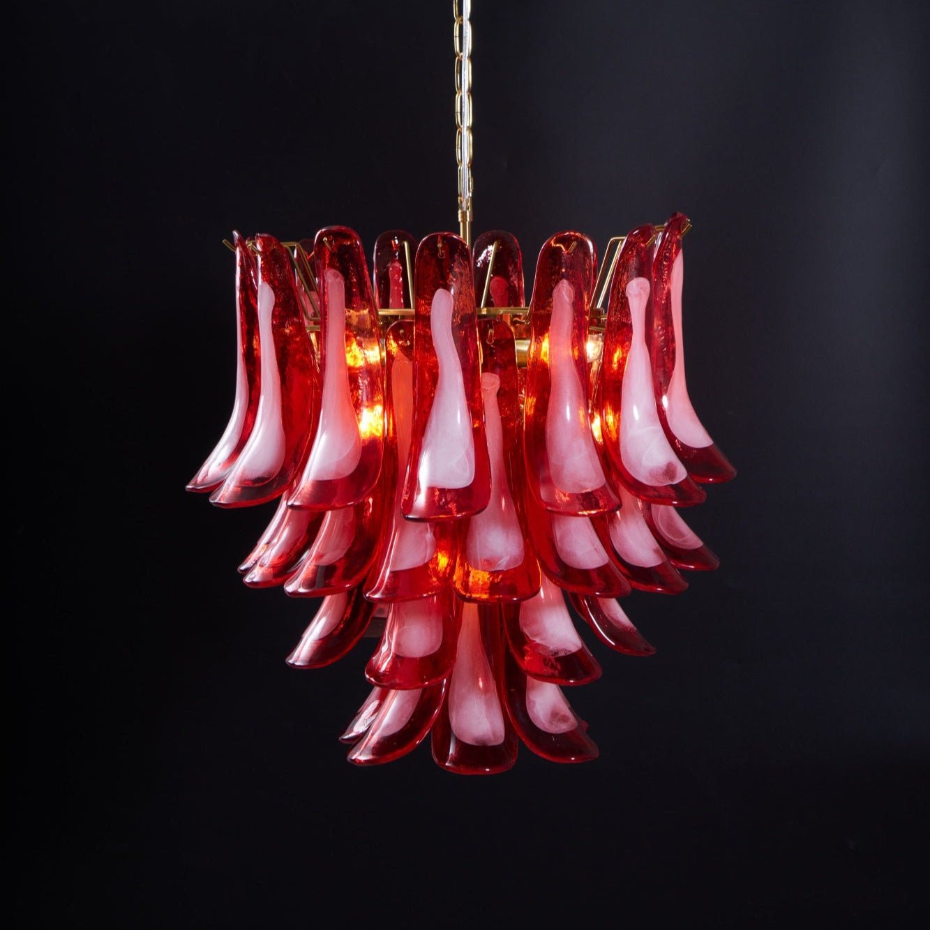 Aurora Chandelier Red Petal Glass Layered Artistic