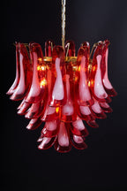 Aurora Chandelier Red Petal Glass Layered Artistic