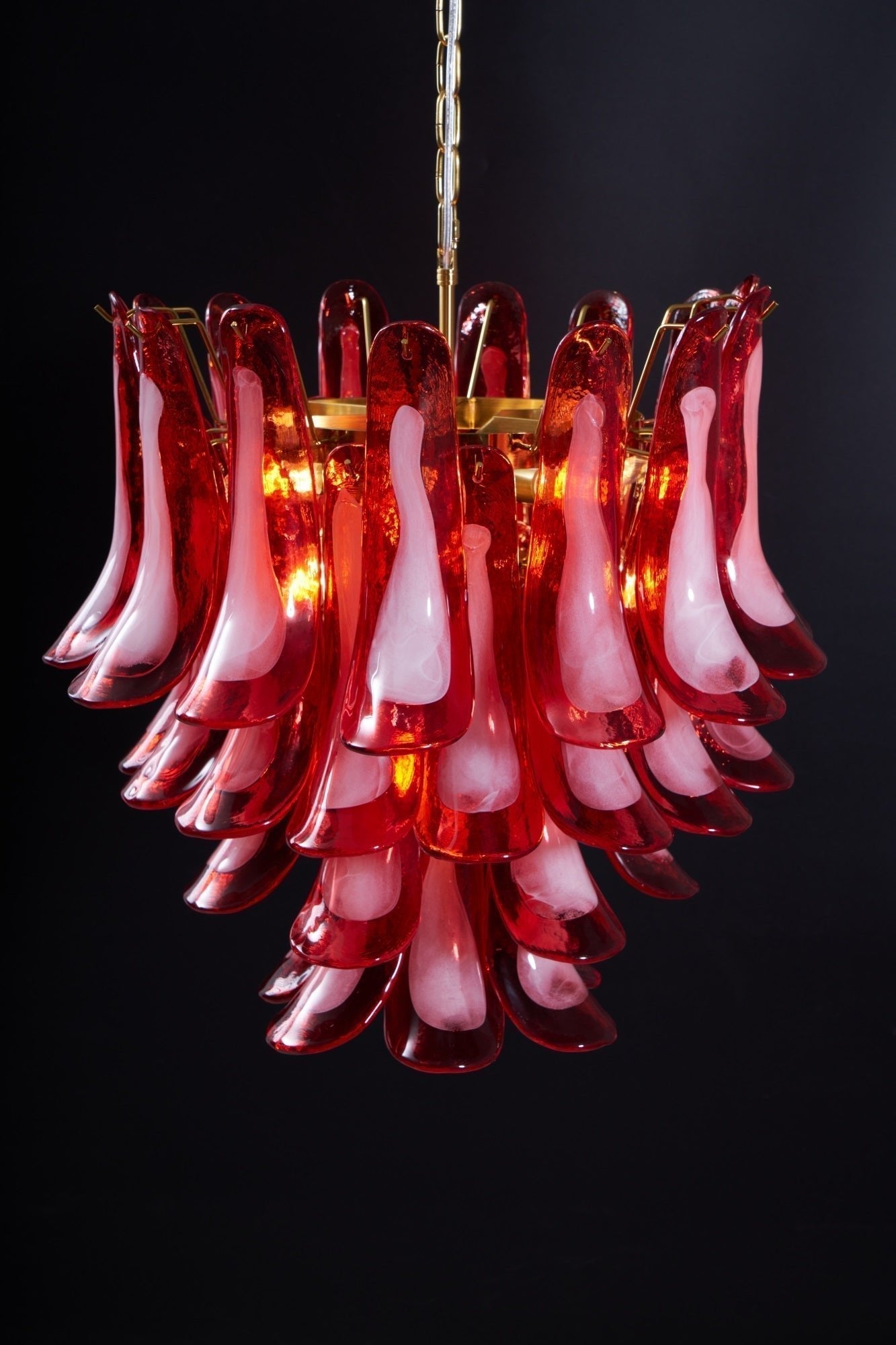 Aurora Chandelier Red Petal Glass Layered Artistic