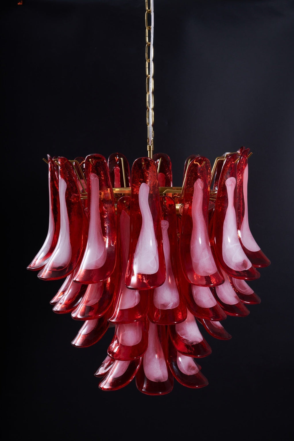 Aurora Chandelier Red Petal Glass Layered Artistic