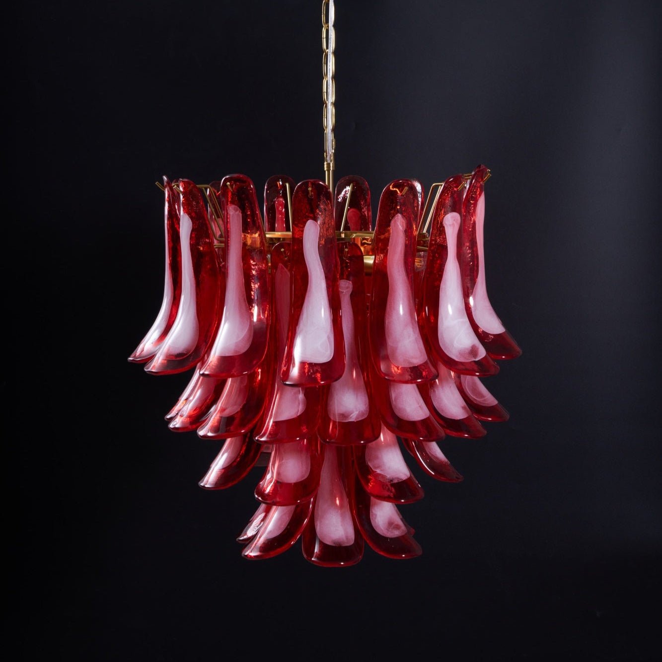 Aurora Chandelier Red Petal Glass Layered Artistic