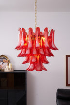 Aurora Chandelier Red Petal Glass Layered Artistic