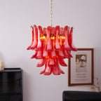 Aurora Chandelier Red Petal Glass Layered Artistic