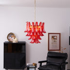Aurora Chandelier Red Petal Glass Layered Artistic