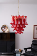 Aurora Chandelier Red Petal Glass Layered Artistic