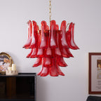 Aurora Chandelier Red Petal Glass Layered Artistic
