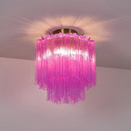 Aurora Ceiling Lamp Purple Murano Glass Tiered Flush Mount
