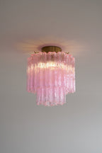 Aurora Ceiling Lamp Pink Murano Glass Tiered Modern Flush