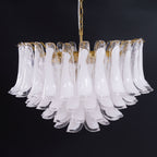 Aurora Chandelier Pink Glass Leaf Layered Floral Glamour