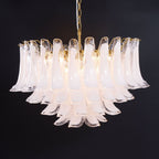 Aurora Chandelier Pink Glass Leaf Layered Floral Glamour