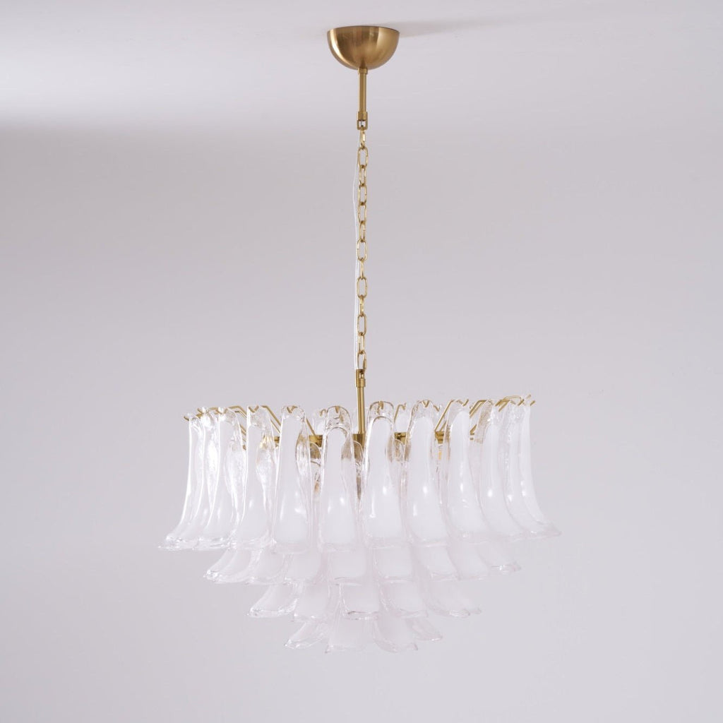 Aurora Chandelier Pink Glass Leaf Layered Floral Glamour
