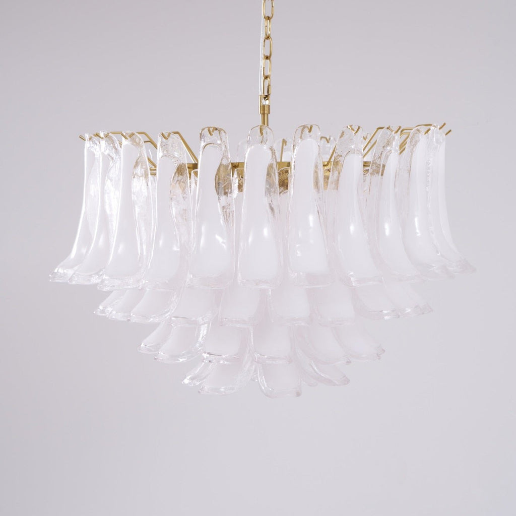 Aurora Chandelier Pink Glass Leaf Layered Floral Glamour
