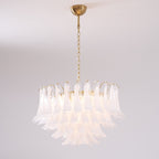 Aurora Chandelier Pink Glass Leaf Layered Floral Glamour