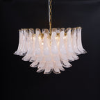 Aurora Chandelier Pink Glass Leaf Layered Floral Glamour