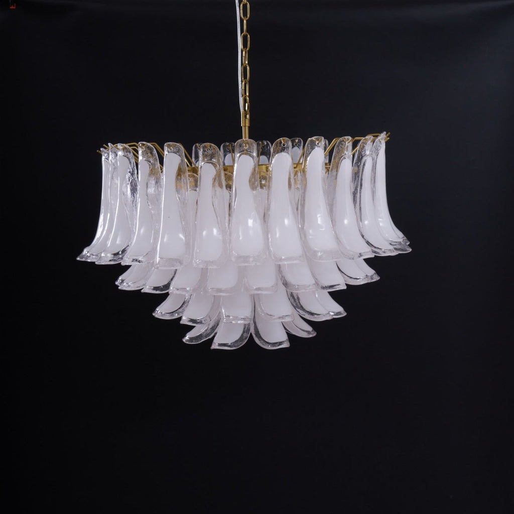 Aurora Chandelier Pink Glass Leaf Layered Floral Glamour